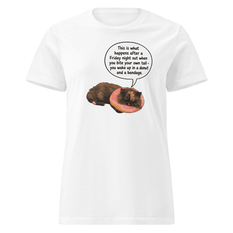 Friday Night Donut Cat — Women’s Tee